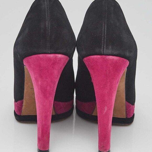 Chanel Purple/Black Suede Cap Toe Classic Platform Pumps Size 5.5/36 - Picture 4 of 4